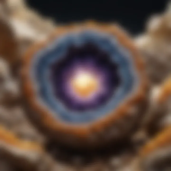 An educational diagram illustrating the formation of geodes within geological contexts