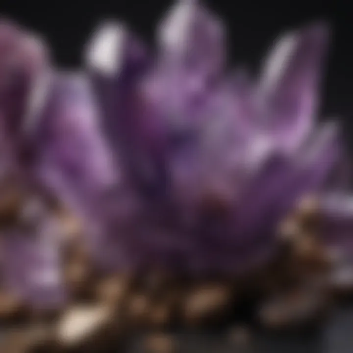 An elegant arrangement of amethyst crystals emphasizing their deep purple hues