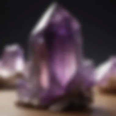 Amethyst crystal point radiating purple hues in natural light