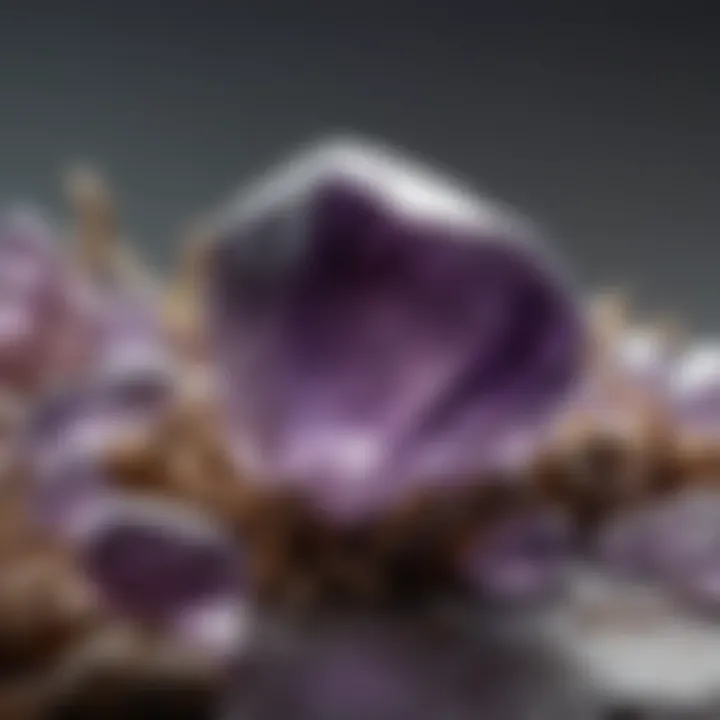 A tranquil setting featuring amethyst stones used in an alternative healing practice.