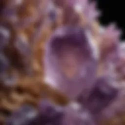 A close-up view of a raw amethyst crystal showcasing its vibrant purple hue and natural facets.