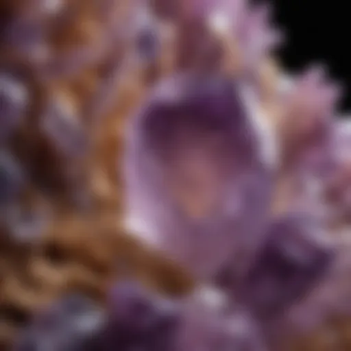 A close-up view of a raw amethyst crystal showcasing its vibrant purple hue and natural facets.