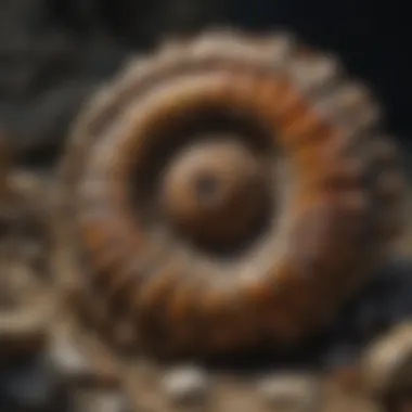 Ammonite Fossil in Sedimentary Rock