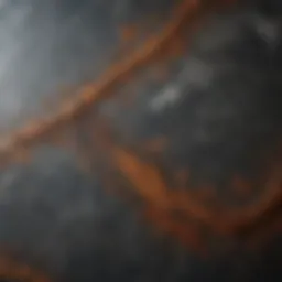 Close-up view of polished granite showcasing its unique grain patterns