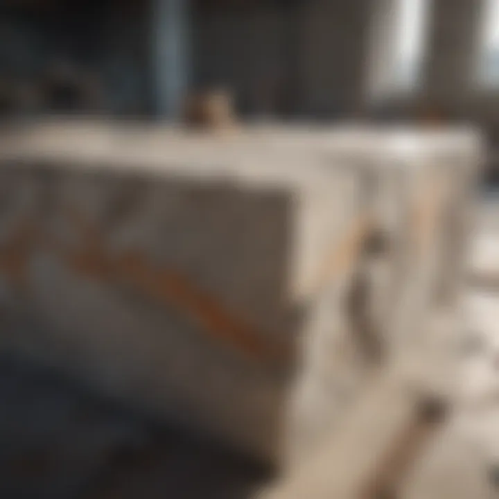 Granite slabs displayed in a construction setting emphasizing its applications
