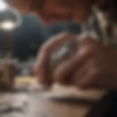 Craftsman creating a sterling silver ring using soldering technique