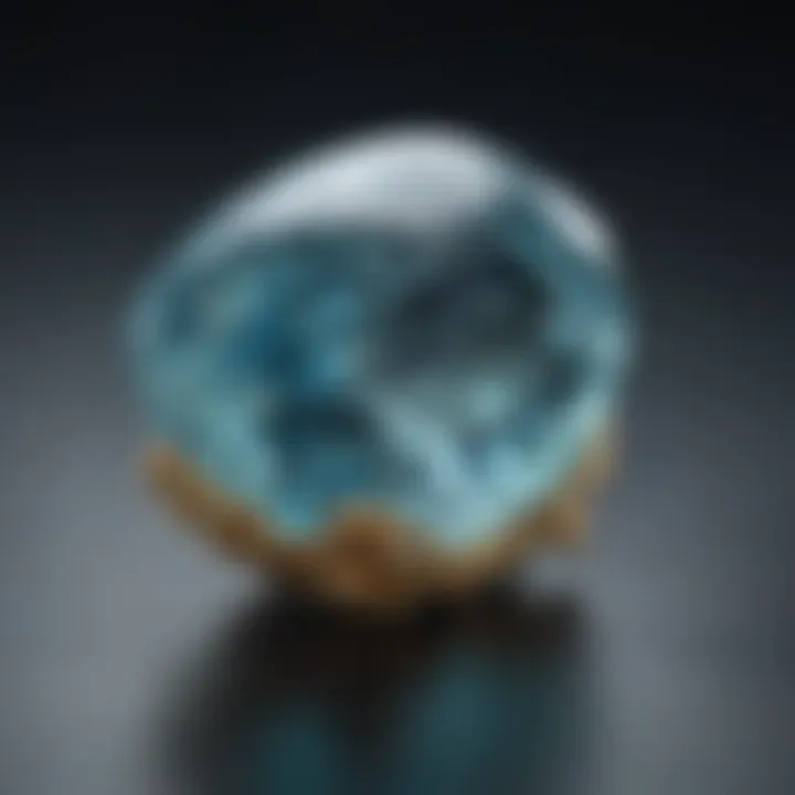 A stunning aquamarine gemstone showcasing its blue clarity