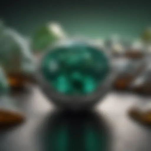The captivating green hue of an emerald gemstone