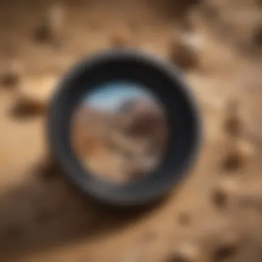 Close-up view of a high-quality loupe used for examining fossils