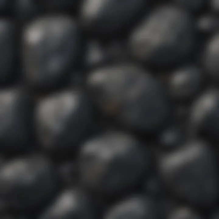Close-up of a volcanic black rock texture and features