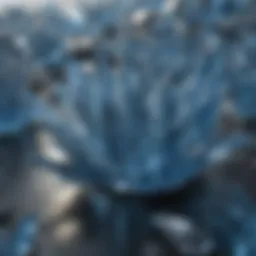 Blue crystal reflecting sunlight in a mesmerizing pattern