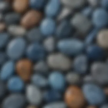 Various shades of blue stones in natural light