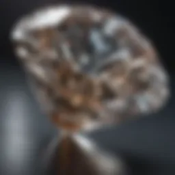 Close-up view of a brilliant cut diamond reflecting light