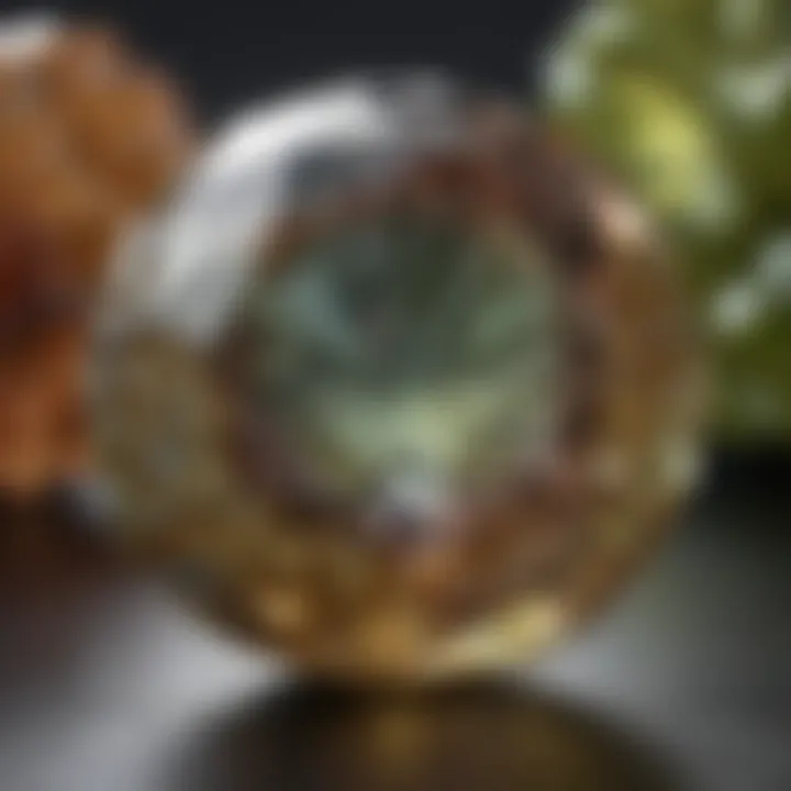 Chrysoberyl gemstone reflecting various hues