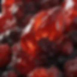 Stunning close-up of a cinnabar crystal showcasing its vibrant red hue.