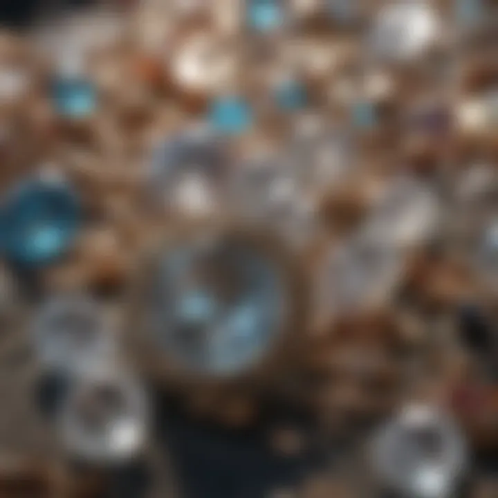 Close-up view revealing shimmering hues of crystal stones