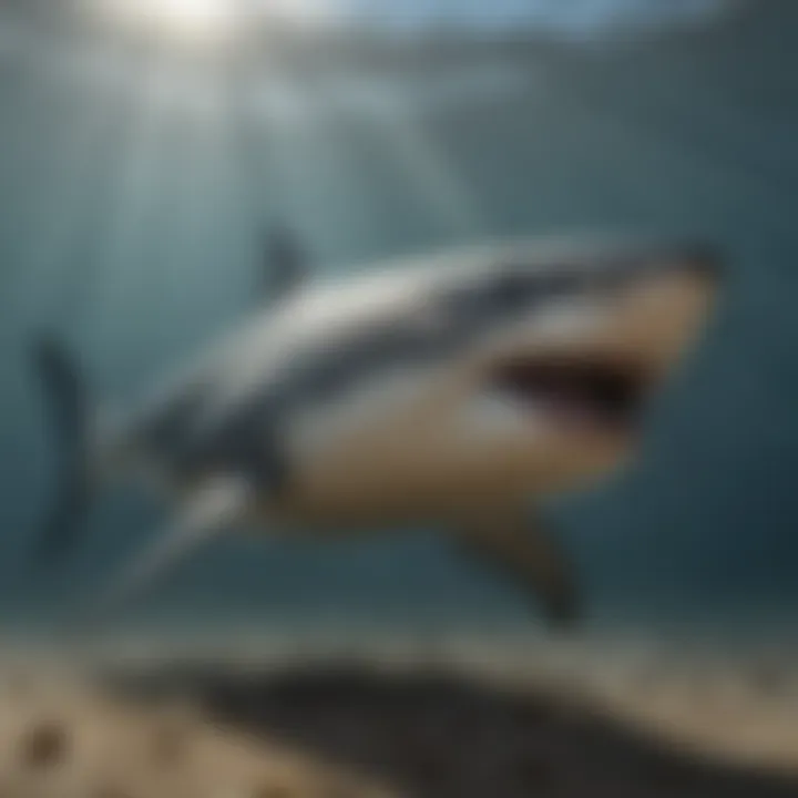 Detailed depiction of the Great White Shark highlighting its streamlined body and hunting features.