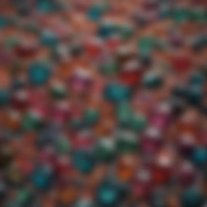 An array of different tourmaline varieties highlighting their unique colors and shapes.