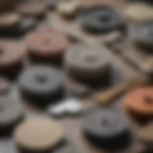 Close-up view of a stone polishing kit components arranged neatly.