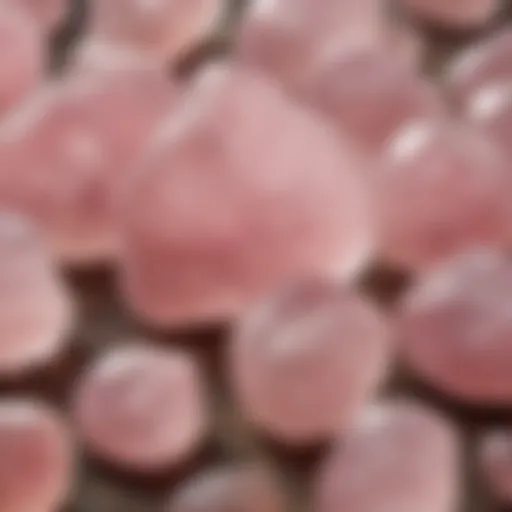 A variety of rose quartz stones showcasing their natural beauty and unique colors.