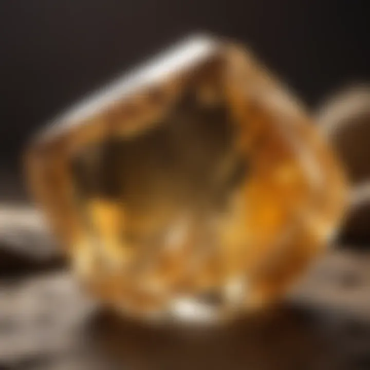 Citrine quartz crystal displaying warm yellow tones and clarity