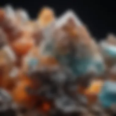 An array of minerals displayed with their distinct crystalline structures.
