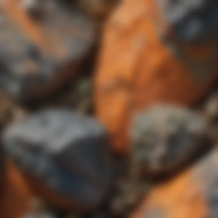 A close-up view of metamorphic rocks illustrating foliation and mineral alignment