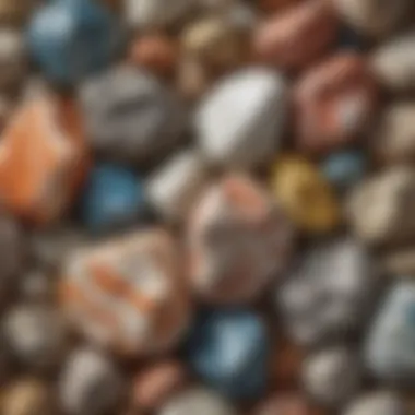 Close-up of crushed marble rock showcasing its texture and color variations