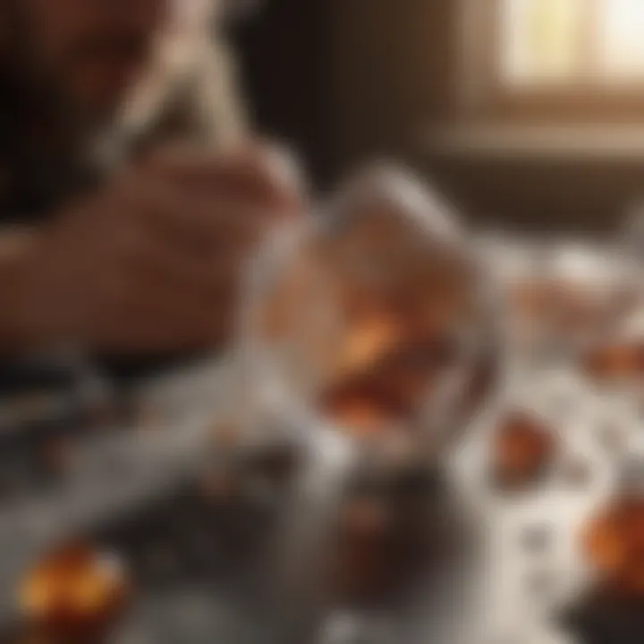 A crystal collector researching market trends online