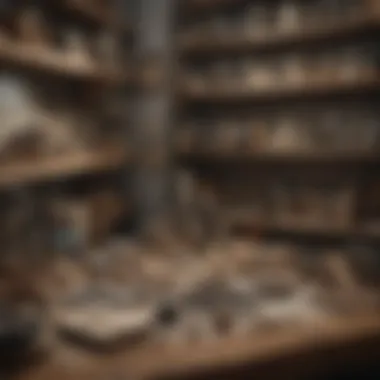 Organized Workspace for Mold-Making A well-organized workspace with mold samples on display
