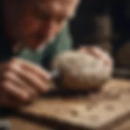 Artisan crafting a unique rock carving with rotary tool