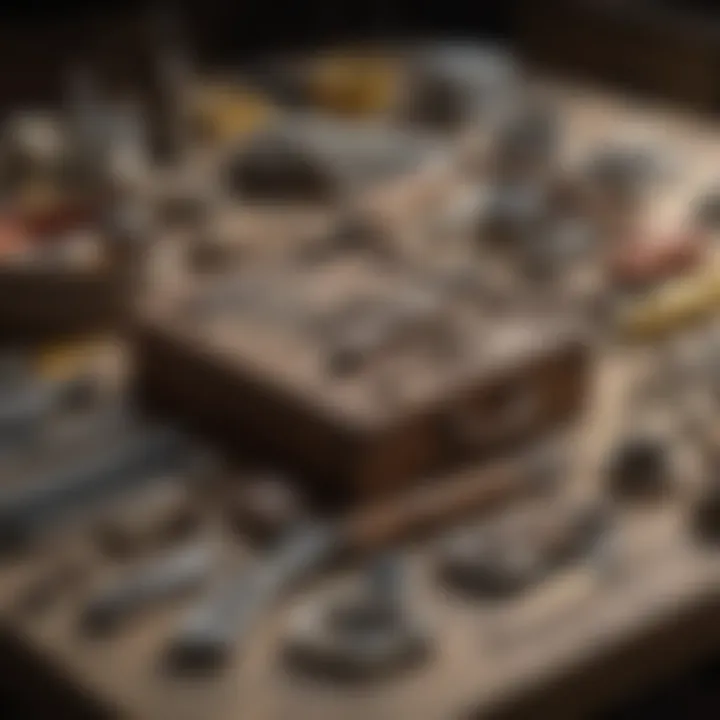 An organized workspace featuring tools and materials necessary for building a rock polisher.