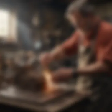 Artisan Crafting Metal Casting Project Craftsman working on metal casting project