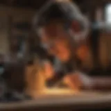 Craftsman using Dremel tool with carving attachment