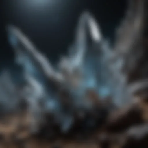 Crystal formations glistening under moonlight