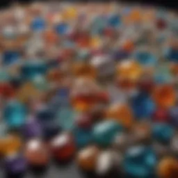 A vibrant collection of various crystal stones showcasing their unique colors and textures.