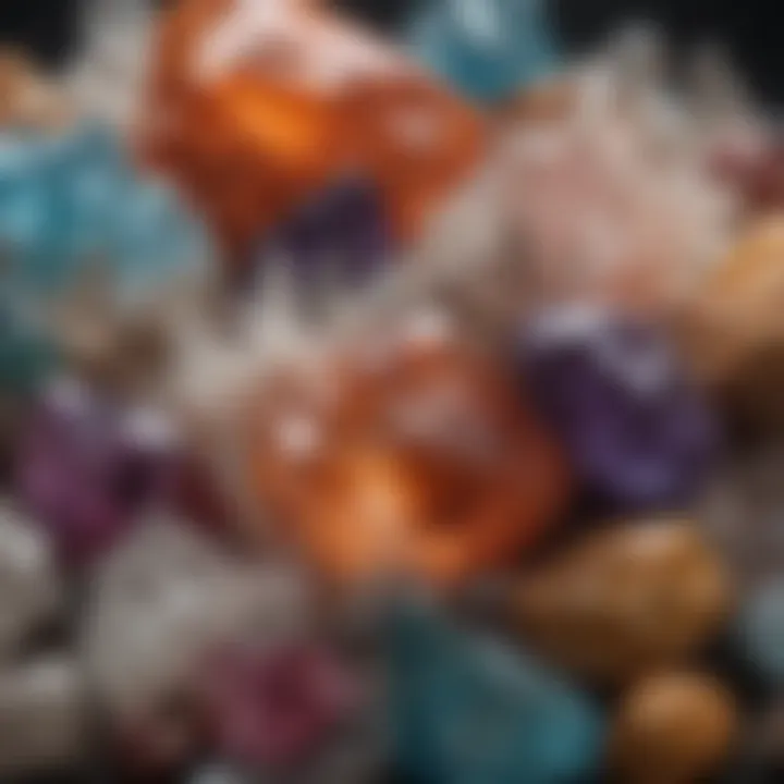 A close-up of various crystals mined from geological formations