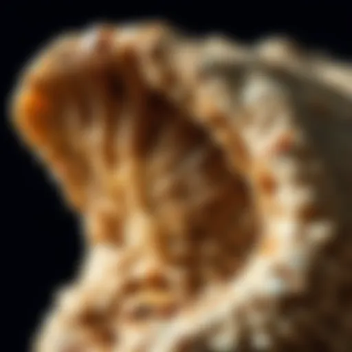A close-up view of a coprolite showcasing its texture and mineralization.