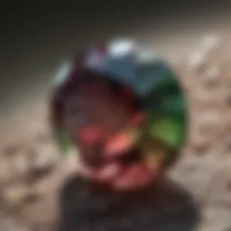 A close-up view of finely cut elbaite tourmaline showcasing its vibrant color spectrum.