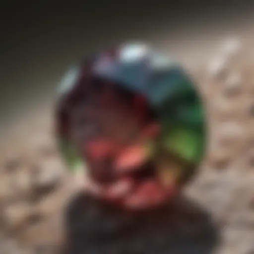 A close-up view of finely cut elbaite tourmaline showcasing its vibrant color spectrum.