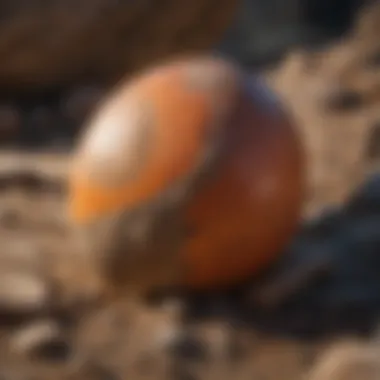 Geological Context of Dinosaur Eggs Detailed view of a dinosaur egg with geological layers