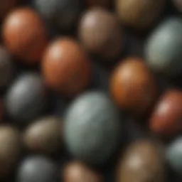 A close-up view of dragon egg stones with intricate patterns