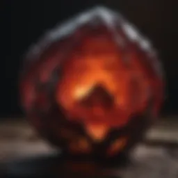 Mystical dragon's blood crystal glowing in the dark