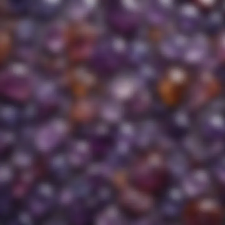 A beautifully arranged collection of dream amethyst specimens showcasing their variety.