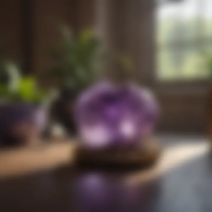 A tranquil scene featuring dream amethyst used in a meditative space.