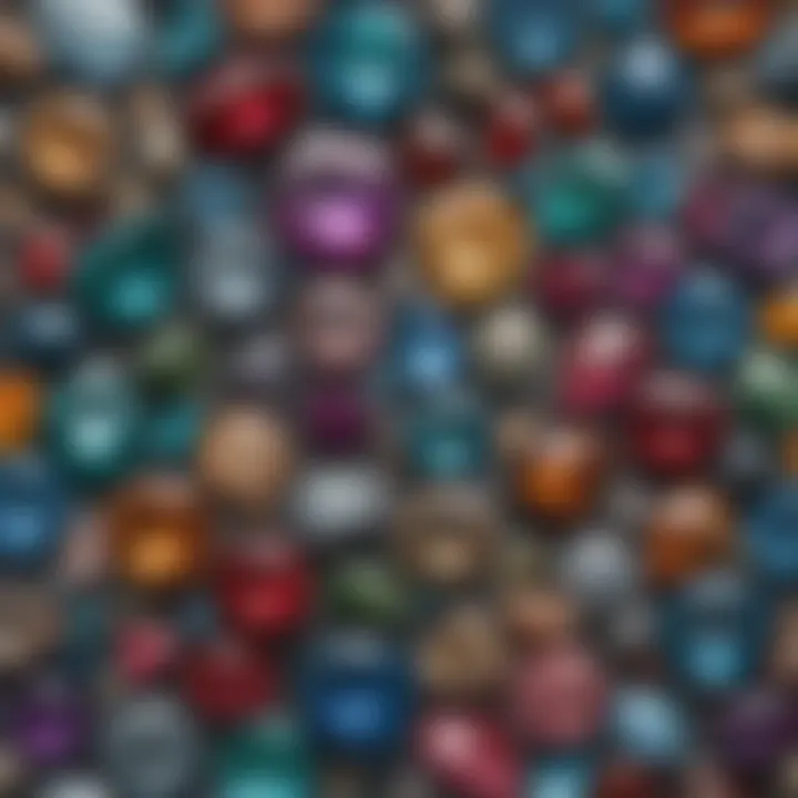 A detailed view of various gemstone types ready for drilling