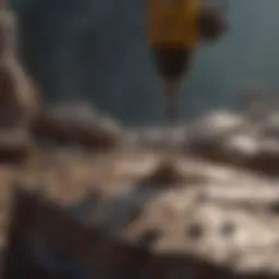 Precision drilling setup on a rock surface