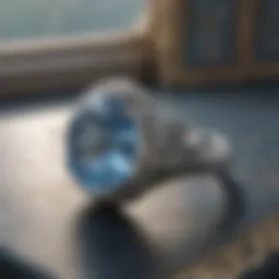 A mesmerizing light blue gemstone set in an ornate silver ring