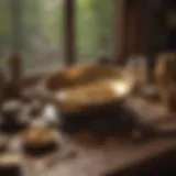 Elegant gold panning equipment in a sophisticated setting