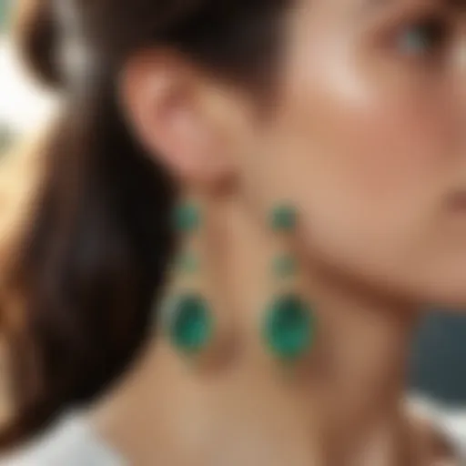 Exquisite Emerald Earrings Dangling